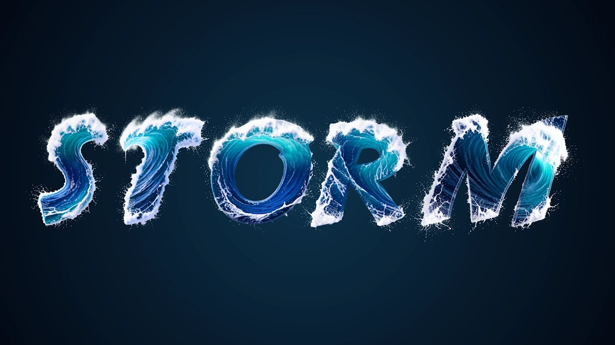 نص 3D مائي مُنظّف بتصميم موجات البحر مع فقاعات بيضاء