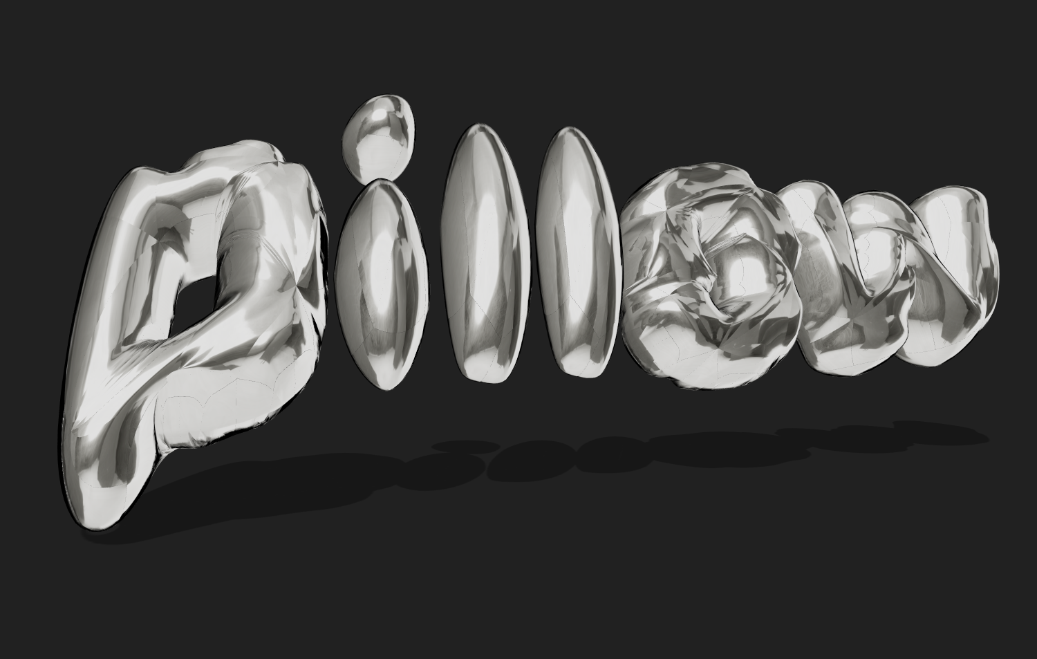 نص 3D نفاث من الفضة. خط بأسلوب الأكياس.