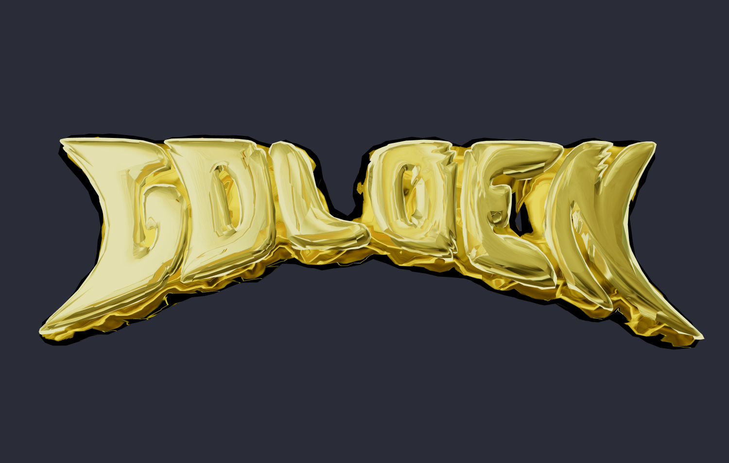 نص 3D ذهبي، نص حجمي جميل.